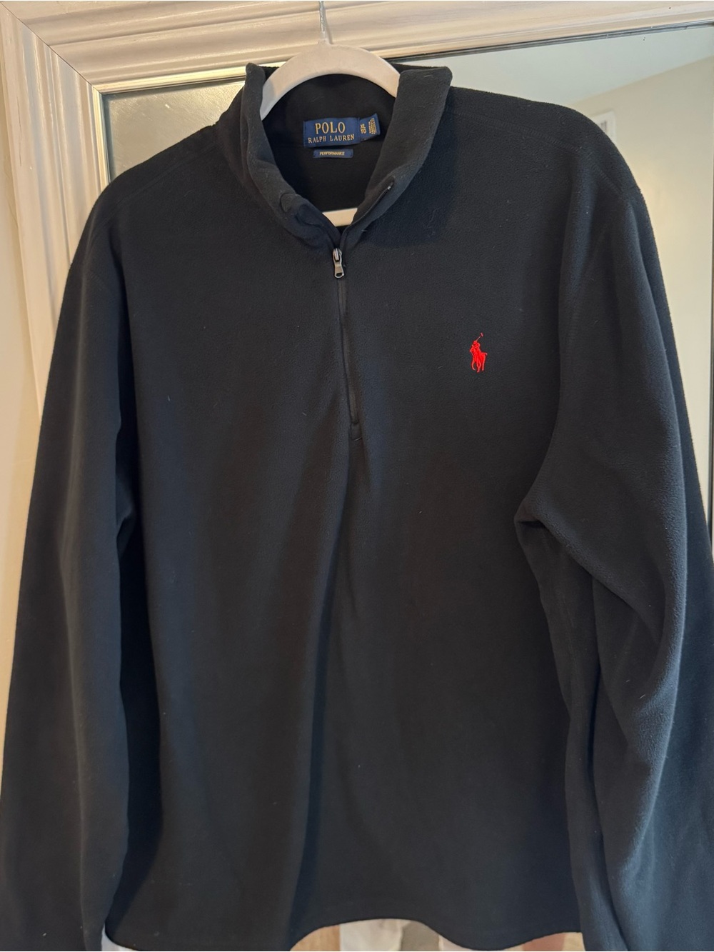 Ralph Lauren Men’s Black Half-Zip Sweater with Red Pony